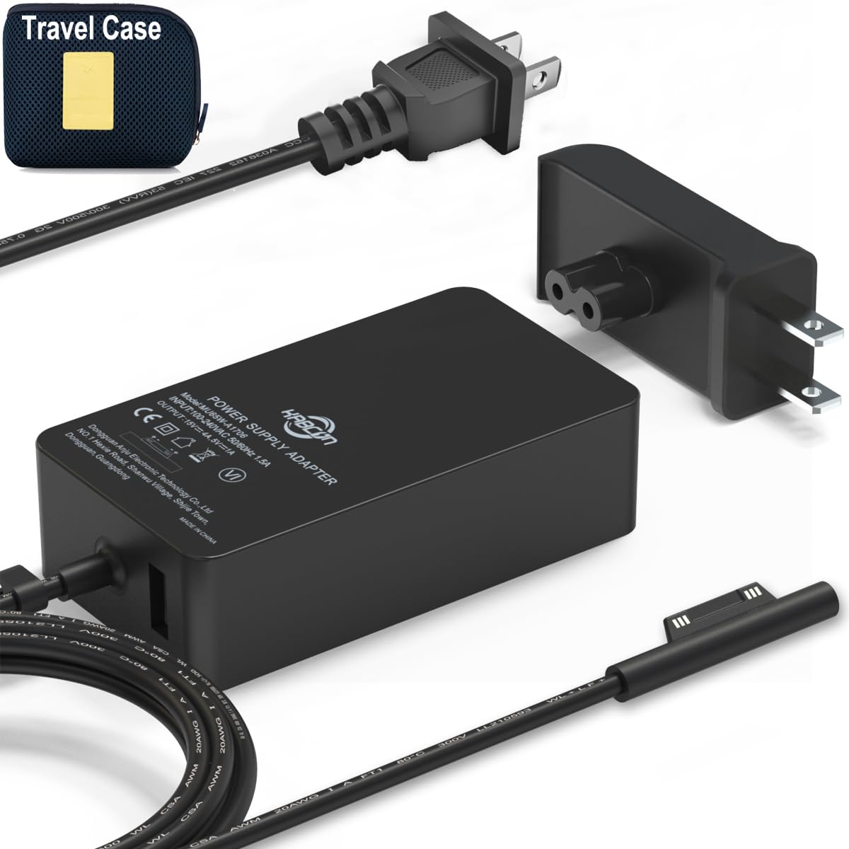 UL Listed KABCON Surface Pro Surface Laptop Charger,44W 15V Power Supply Adapter Compatible with Microsoft Surface Pro 3 4 5 6 7 8 Pro X,Surface Lapto Surface Pro Surface Laptop Charger [UL Listed] 65W Power Adapter