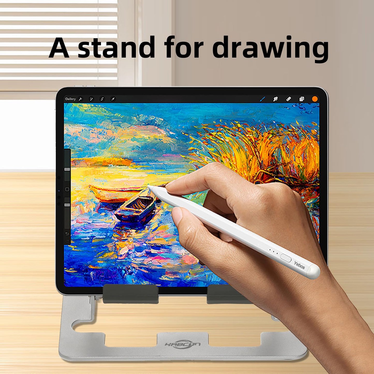 KABCON Tablet Stand,2025 Aluminum Stand Holder for Digital Drawing Pad,Portable Adjustable for up to 16'' Graphics Drawing Art Tablets, Surface Series Tablets,iPad Series,Samsung Galaxy Tabs,Kindle