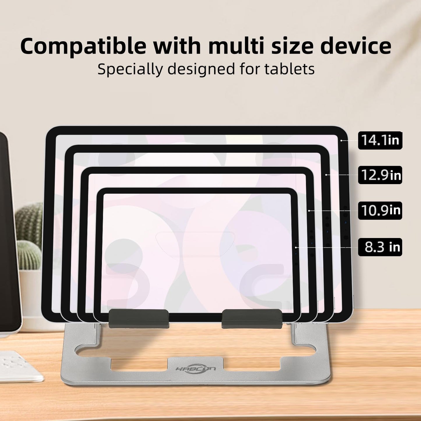 KABCON Tablet Stand,2025 Aluminum Stand Holder for Digital Drawing Pad,Portable Adjustable for up to 16'' Graphics Drawing Art Tablets, Surface Series Tablets,iPad Series,Samsung Galaxy Tabs,Kindle
