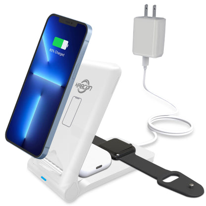 [ship from the US]Wireless Charging Station, 3 in 1 Foldable Qi-Certified Fast Wireless Charger