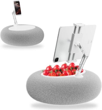 Tablet Stand Pillow，360°Adjustable Phone Holder for Bed with Soft Plush Fabric, and Detac [ship from the US]hable Bowl, Pink