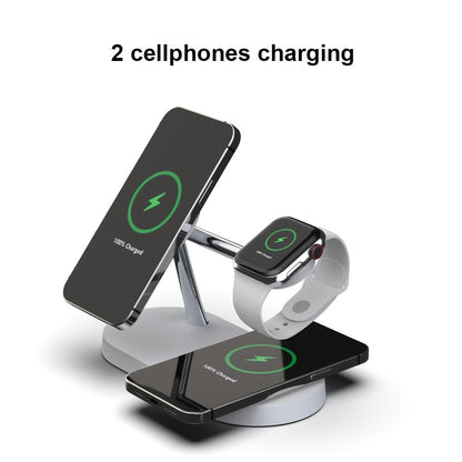 TIMESS 5-in-1 Wireless Charging Station - Fast 15W Qi Charging Dock with LED Night Light, Compatible with iPhone 15/14/13/12 Pro Max Mini, Apple Watch 9/8/7/SE/6/5/4/3/2, AirPods 3/2/Pro, and More