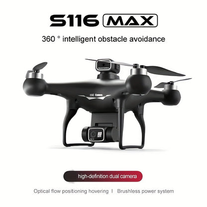 S116 MAX Brushless Optical Flow Remote Control Drone Dual Camera 1 Battery ESC Camera, Headless Mode, 360° Intelligent Infrared Obstacle Avoidance, WIFI FPV, Phone APP