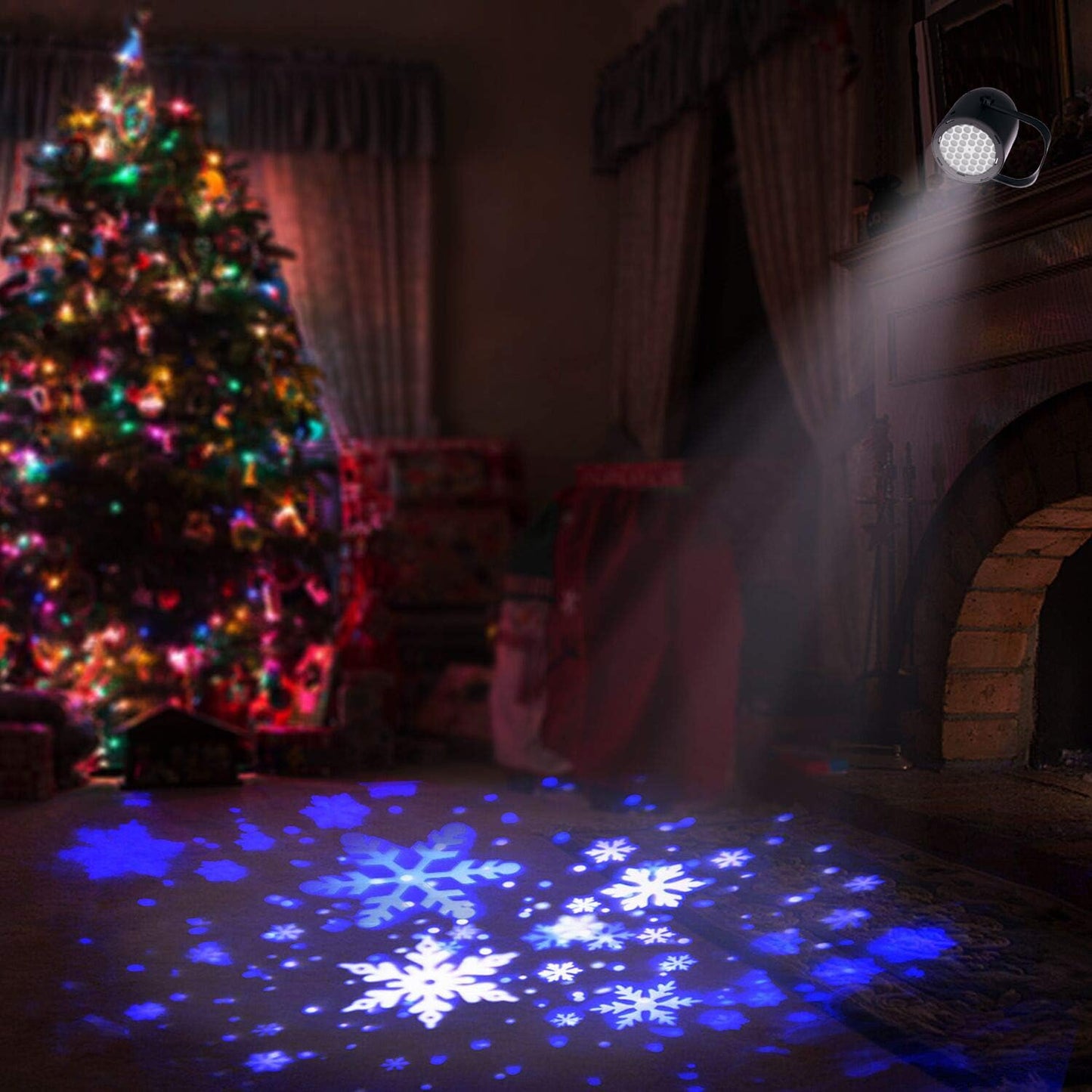 Snowfall Light Projector, Christmas Rotating Snowflake Projector Lamp [2025 Updated] with White Blue Snow for Indoor Decoration Lighting on Halloween Holiday Birthday Wedding [ship from the US]