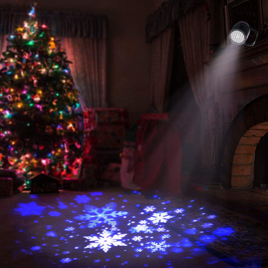 Snowfall Light Projector, Christmas Rotating Snowflake Projector Lamp [2025 Updated] with White Blue Snow for Indoor Decoration Lighting on Halloween Holiday Birthday Wedding [ship from the US]