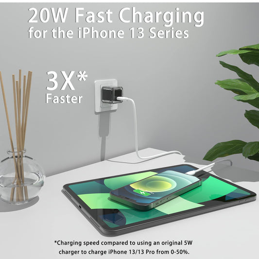 USB C Charger Block 20W PD 3.0 Durable Compact Fast Charging Compat with iPhone 15/15 Plus/15 Pro/15 Pro Max/14/14 Pro/14 Pro Max/13/13 Mini/13 Pro/13 Pro Max/12/12 Mini