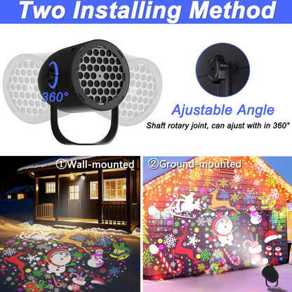 Christmas LED Projector Lights, Landscape Rotating Projector Lamp for Indoor Holiday Christmas Night Disco Party [ship from the US]