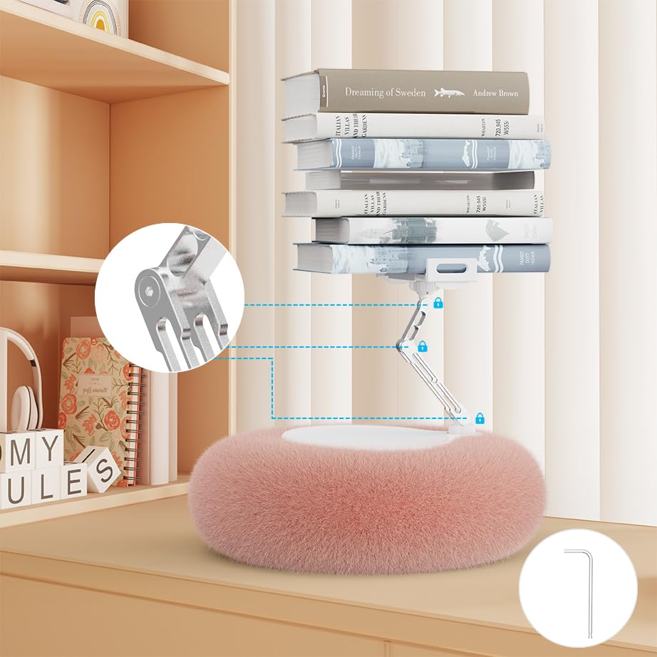 Tablet Stand Pillow，360°Adjustable Phone Holder for Bed with Soft Plush Fabric, and Detac [ship from the US]hable Bowl, Pink