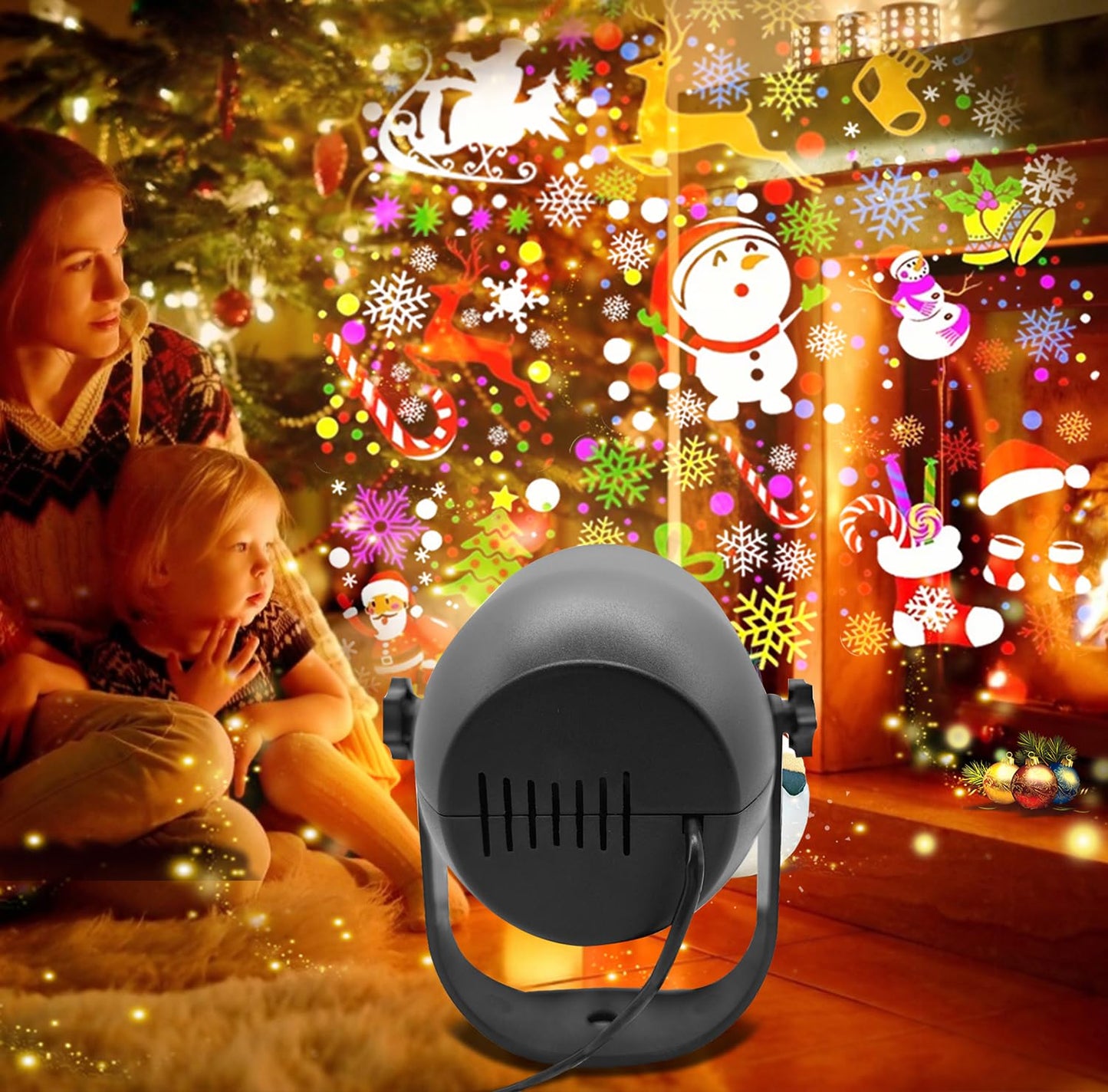 Christmas LED Projector Lights, Landscape Rotating Projector Lamp for Indoor Holiday Christmas Night Disco Party [ship from the US]
