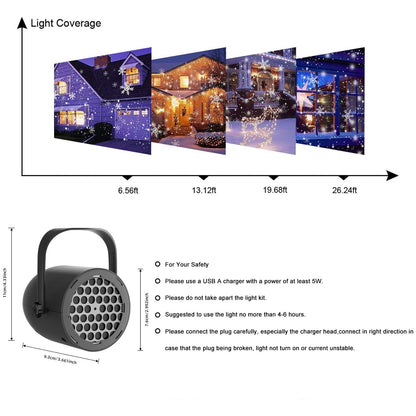 Snowfall Light Projector, Christmas Rotating Snowflake Projector Lamp [2025 Updated] with White Blue Snow for Indoor Decoration Lighting on Halloween Holiday Birthday Wedding [ship from the US]