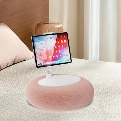 Tablet Stand Pillow，360°Adjustable Phone Holder for Bed with Soft Plush Fabric, and Detac [ship from the US]hable Bowl, Pink