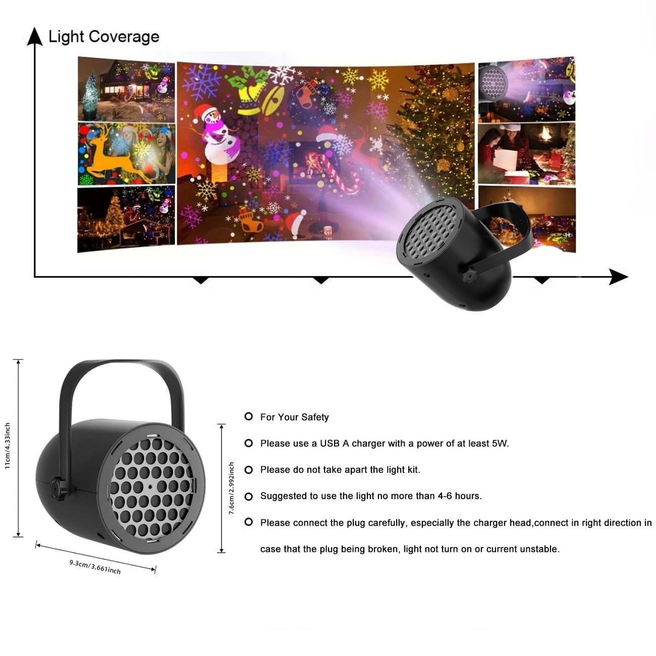Christmas LED Projector Lights, Landscape Rotating Projector Lamp for Indoor Holiday Christmas Night Disco Party [ship from the US]