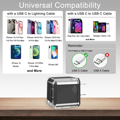[ship from the US] USB C Charger Block 20W PD 3.0 Durable Compact Fast Charging Compat with iPhone 15/15 Plus/15 Pro/15 Pro Max/14/14 Pro/14 Pro Max/13/13 Mini/13 Pro/13 Pro Max/12/12 Mini