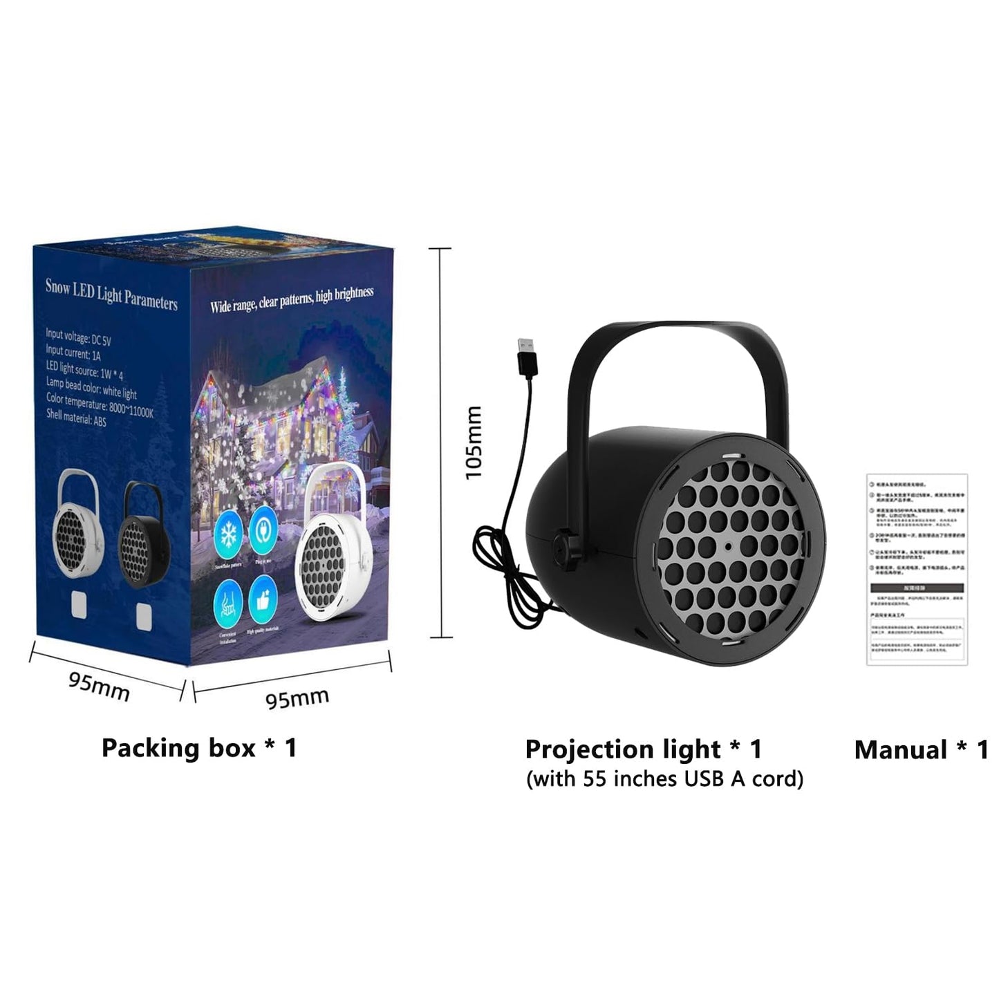 Snowfall Light Projector, Christmas Rotating Snowflake Projector Lamp [2025 Updated] with White Blue Snow for Indoor Decoration Lighting on Halloween Holiday Birthday Wedding [ship from the US]
