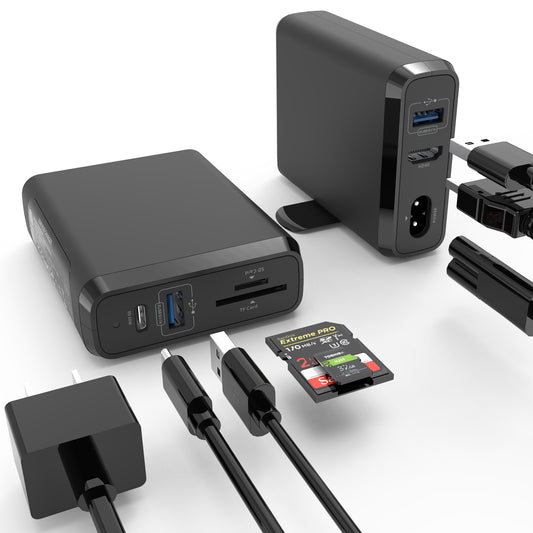 [US Stock]USB C Hub ，7 in 1 Docking Station  with 4k HDMI DisplayPort,65W Power Delivery