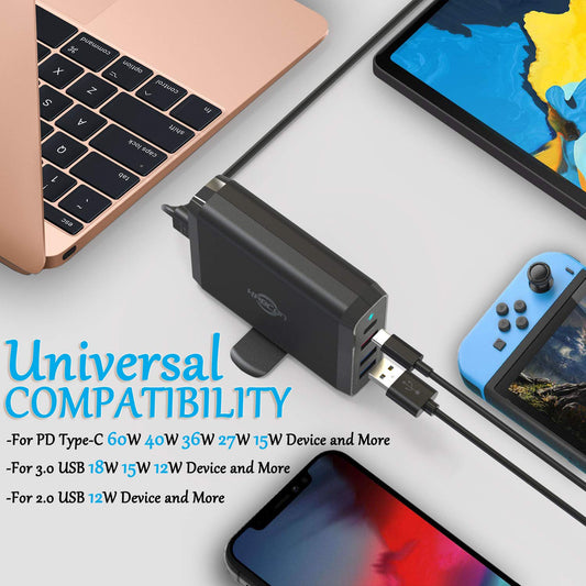 [US Stock] USB C Charger,4-Port USB Wall Charger