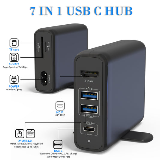 [US Stock] 65W 7 in 1 USB C Docking Station