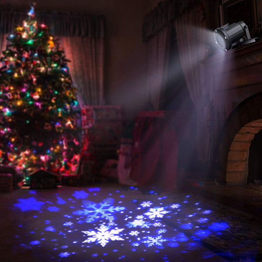 [US Stock] Christmas Projector Lights LED White Blue Rotating Snowflake