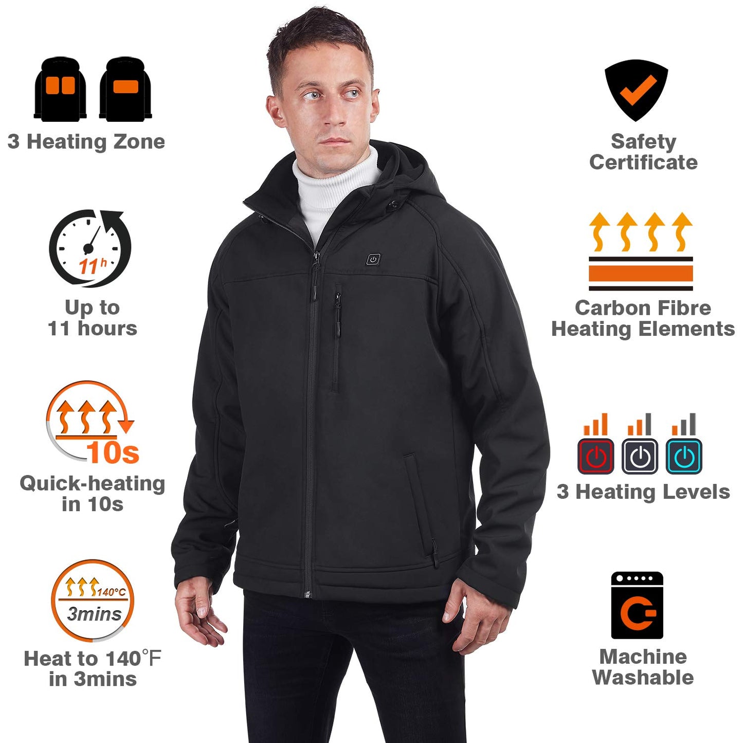 [ship from the US]Men's Soft Shell Heated Jacket