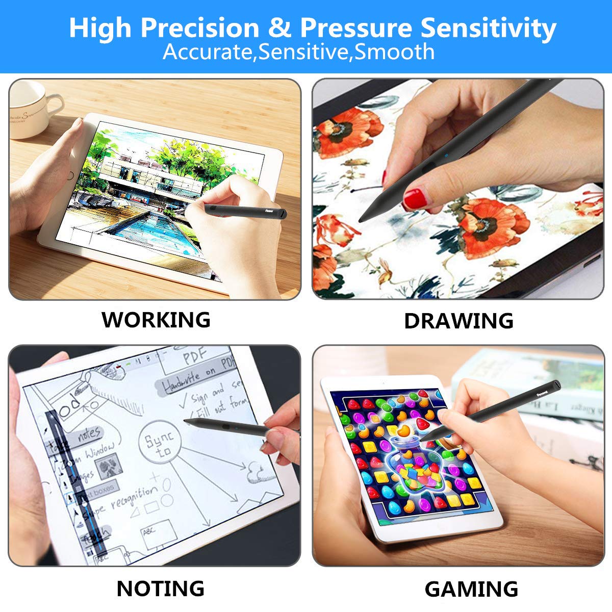 [US Stock] Stylus Pen Compatible with iPad,Palm Rejection Stylus