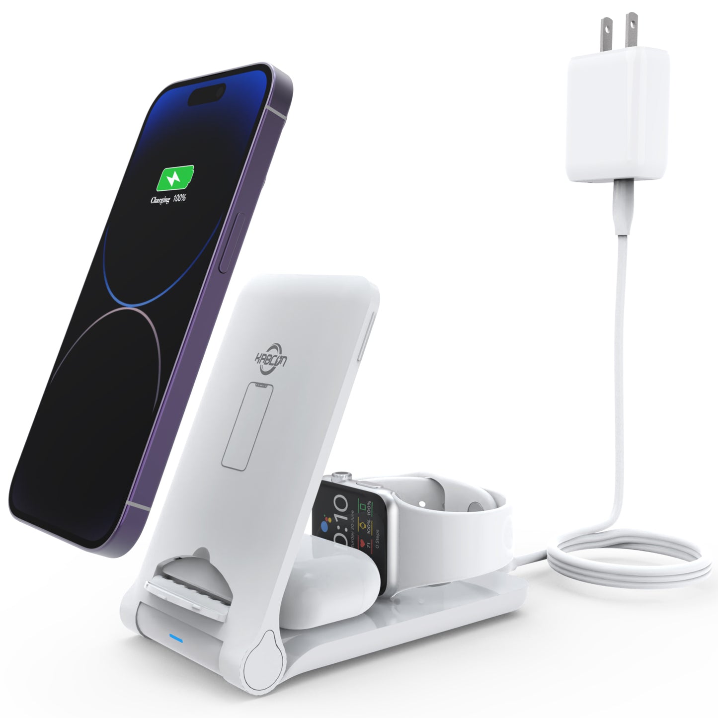 [ship from the US]Wireless Charging Station,3 in 1 Foldable Qi-Certified Fast Wireless Charger Stand